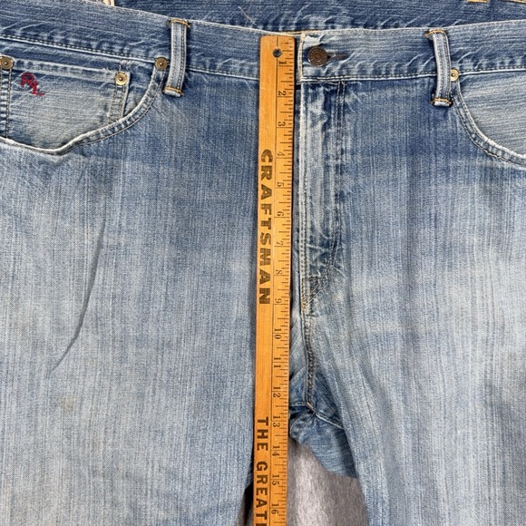 Polo Ralph Lauren Hampton Straight Red Line Selvedge Blue Denim Jeans Mens 40x32 - Picture 11 of 13